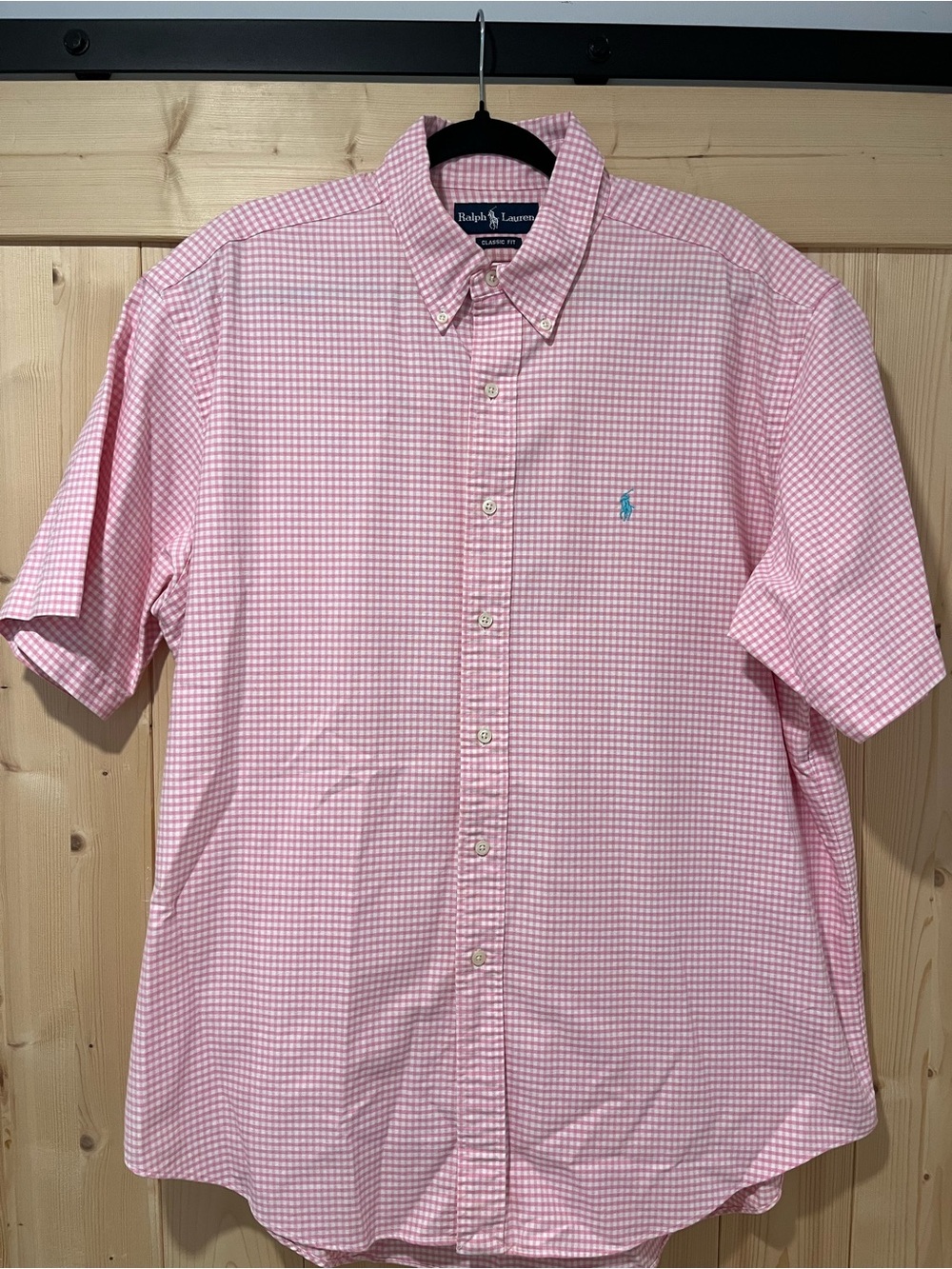 Ralph Lauren Men’s Pink/White Gingham Short-Sleeve Button-Down Shirt XL 🐎
